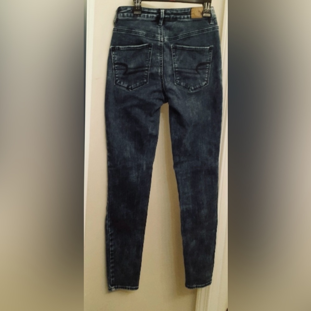 Like New Womens American Eagle Dark Sky High Blue Acid Jegging Jeans Size 4
